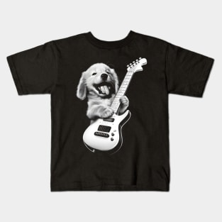 Puppy Playing Guitar Kids T-Shirt